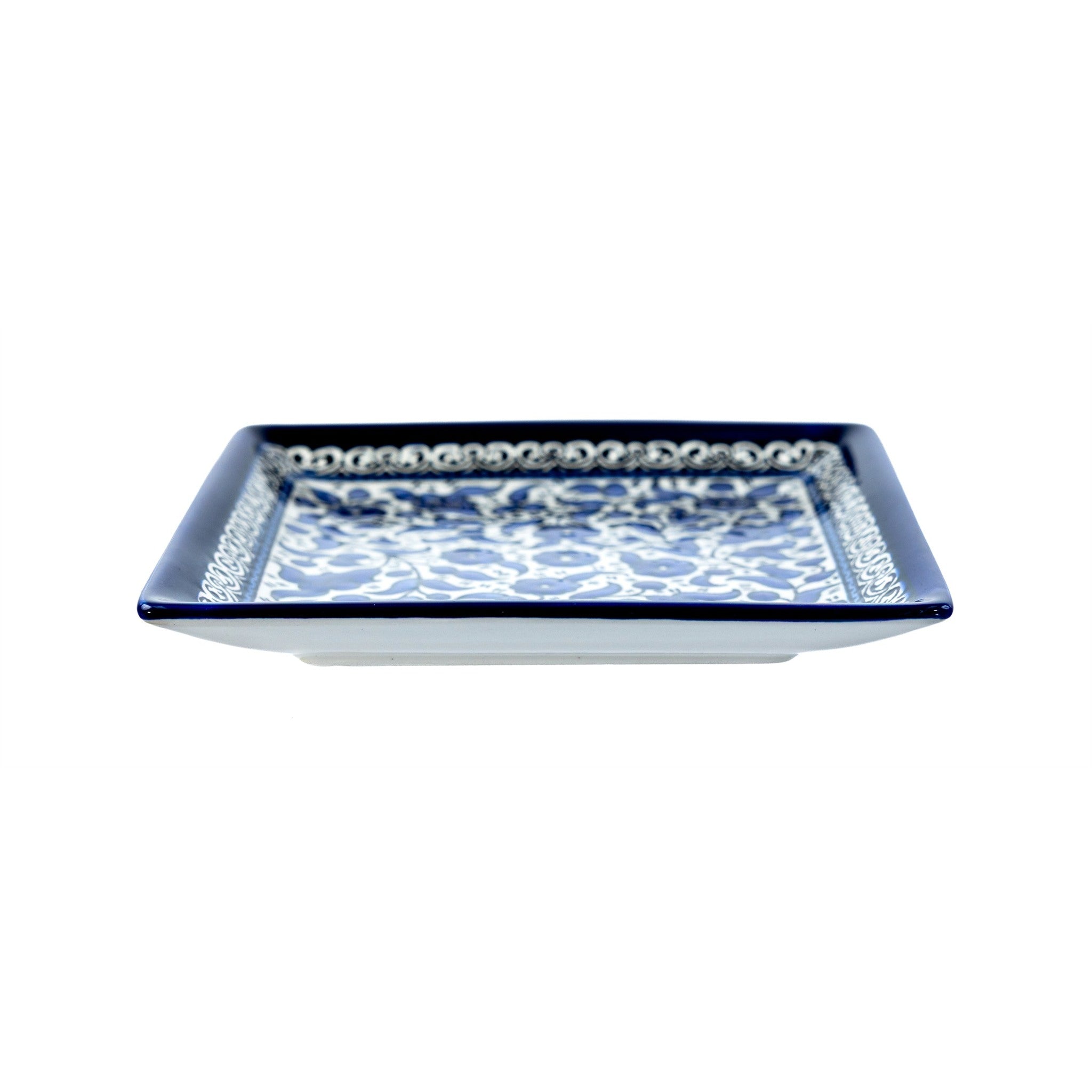Square Serving Platter 6.69 Inch in Indigo, side view