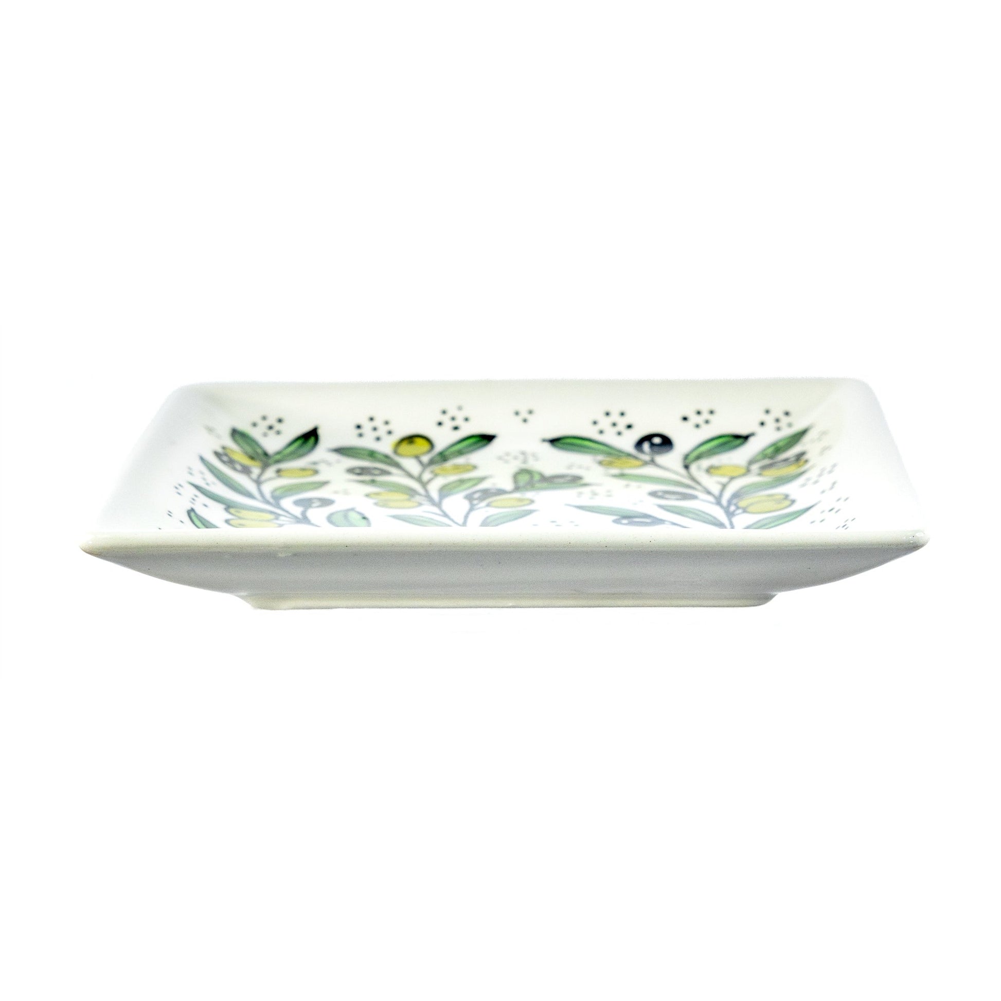 Square Serving Platter 6.69 Inch in Olive Green, side view