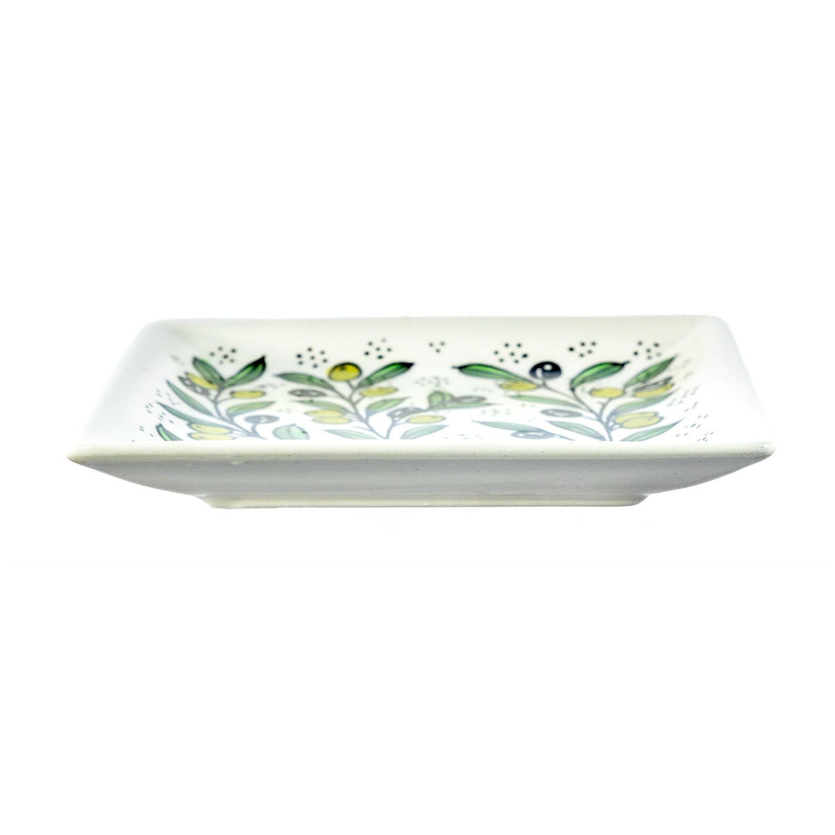 Square Serving Platter 6.69 Inch in Olive Green, side view