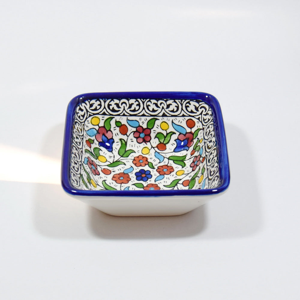 Deep Squre Dish 12 cm - handmade Hebron ceramic