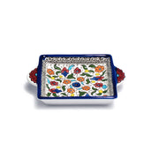 Square Dish 11 cm With Handle - handmade Hebron ceramic
