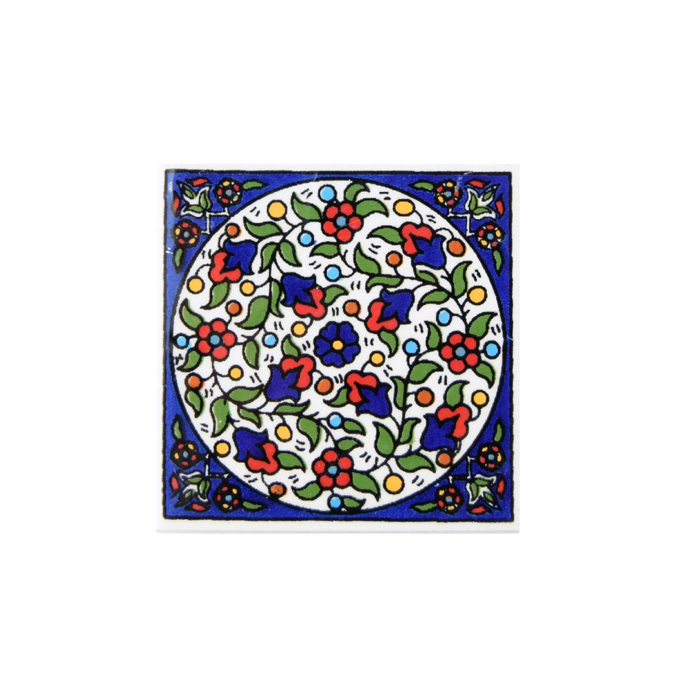 Square Magnet 7.5 cm - handmade Hebron ceramic