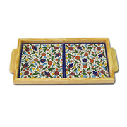 Wood Tray 30x15 - handmade Hebron ceramic